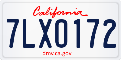 CA license plate 7LXO172