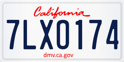 CA license plate 7LXO174