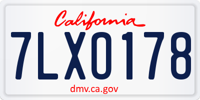 CA license plate 7LXO178