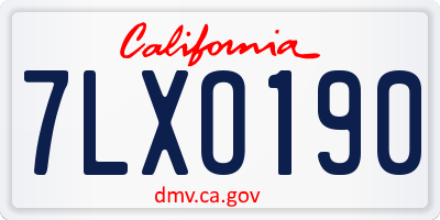 CA license plate 7LXO190
