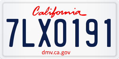 CA license plate 7LXO191
