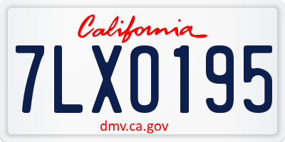 CA license plate 7LXO195