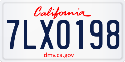 CA license plate 7LXO198