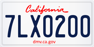 CA license plate 7LXO200