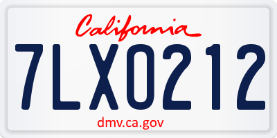 CA license plate 7LXO212