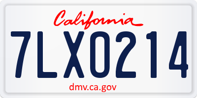 CA license plate 7LXO214