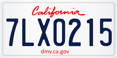 CA license plate 7LXO215