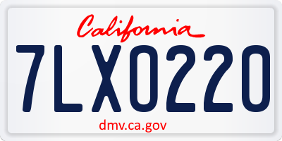 CA license plate 7LXO220