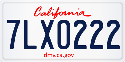 CA license plate 7LXO222