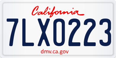CA license plate 7LXO223