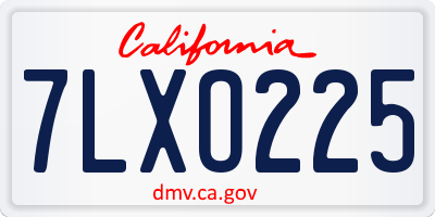 CA license plate 7LXO225