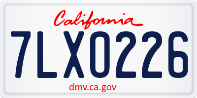 CA license plate 7LXO226