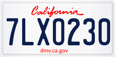 CA license plate 7LXO230