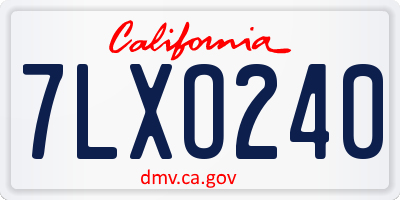 CA license plate 7LXO240