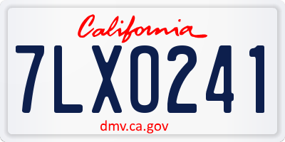 CA license plate 7LXO241
