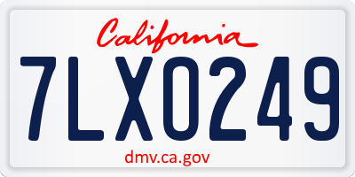 CA license plate 7LXO249