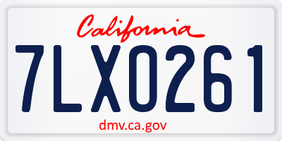 CA license plate 7LXO261