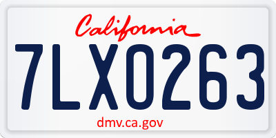 CA license plate 7LXO263