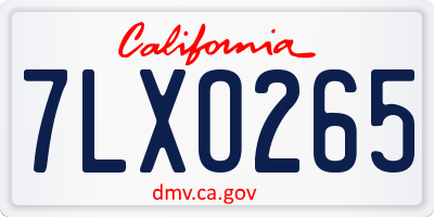 CA license plate 7LXO265