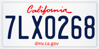 CA license plate 7LXO268