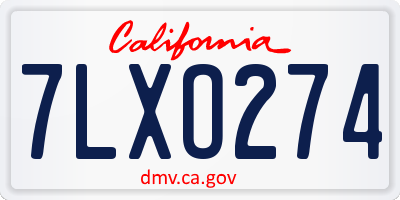 CA license plate 7LXO274