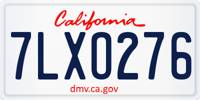 CA license plate 7LXO276