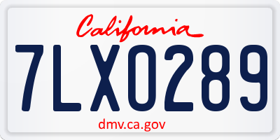 CA license plate 7LXO289