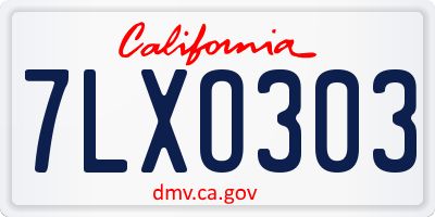 CA license plate 7LXO303