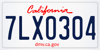 CA license plate 7LXO304
