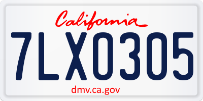 CA license plate 7LXO305