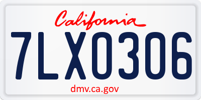 CA license plate 7LXO306
