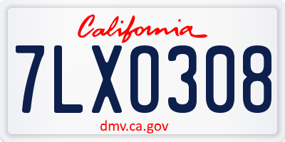 CA license plate 7LXO308