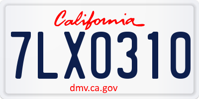 CA license plate 7LXO310