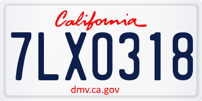 CA license plate 7LXO318