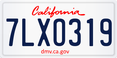 CA license plate 7LXO319