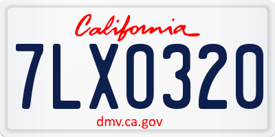 CA license plate 7LXO320