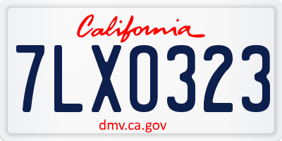 CA license plate 7LXO323