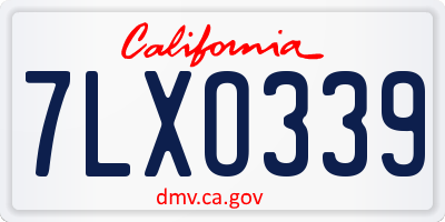CA license plate 7LXO339