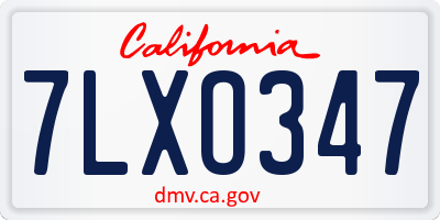 CA license plate 7LXO347