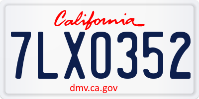 CA license plate 7LXO352