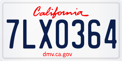 CA license plate 7LXO364