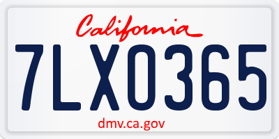 CA license plate 7LXO365