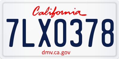 CA license plate 7LXO378