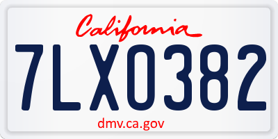 CA license plate 7LXO382