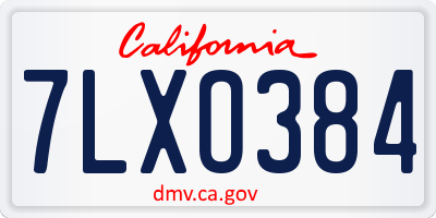 CA license plate 7LXO384