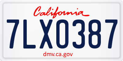 CA license plate 7LXO387