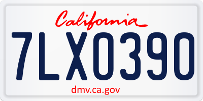 CA license plate 7LXO390