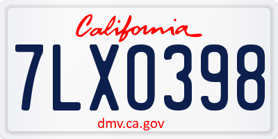 CA license plate 7LXO398