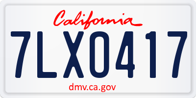 CA license plate 7LXO417