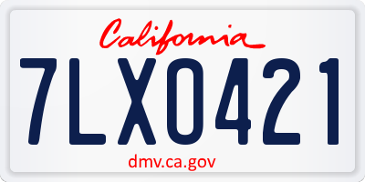 CA license plate 7LXO421